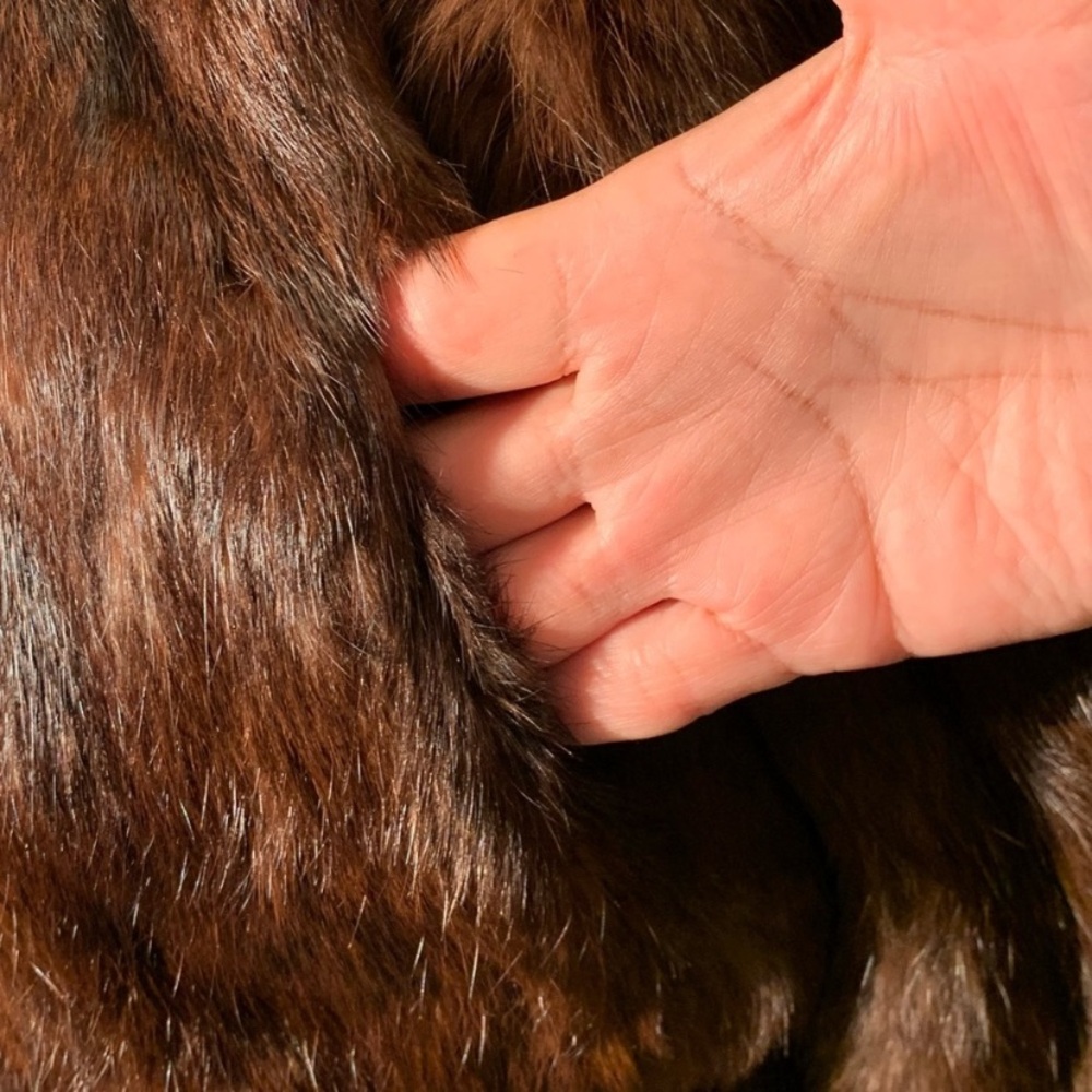 Bomber Jacket Genuine brown Rabbit Fur - Picture 9 of 12